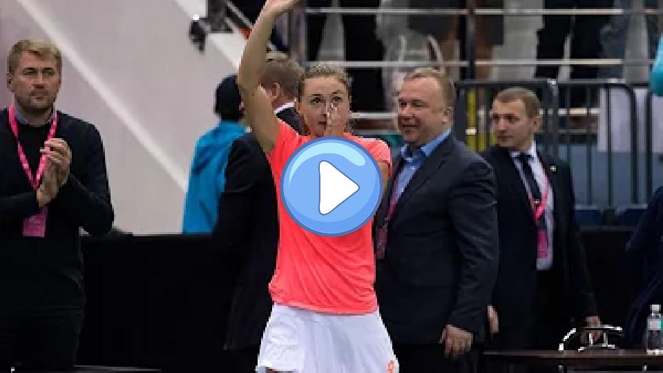 Play video: Aliaksandra Sasnovich wins the opening match in Minsk. Video thumb: Aliaksandra Sasnovich wins the opening match in Minsk.