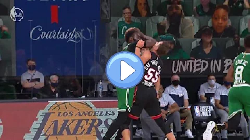 Play video: Jaylen Brown receives a flagrant 1 foul after elbowing Duncan Robinson. Video thumb: Jaylen Brown receives a flagrant 1 foul after elbowing Duncan Robinson.