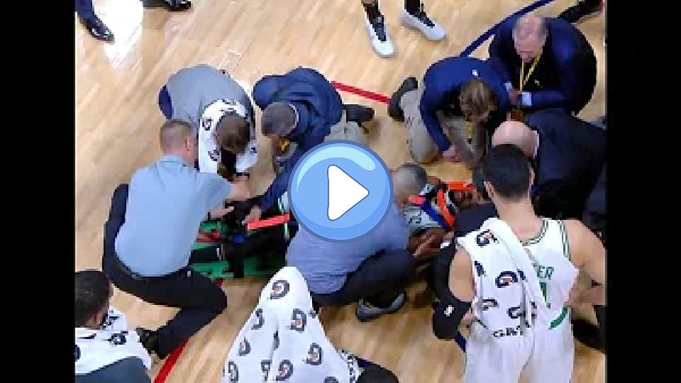 Video thumb: Kemba Walker Stretchered Off After Colliding Head-First With Semi Ojeleye Against Nuggets