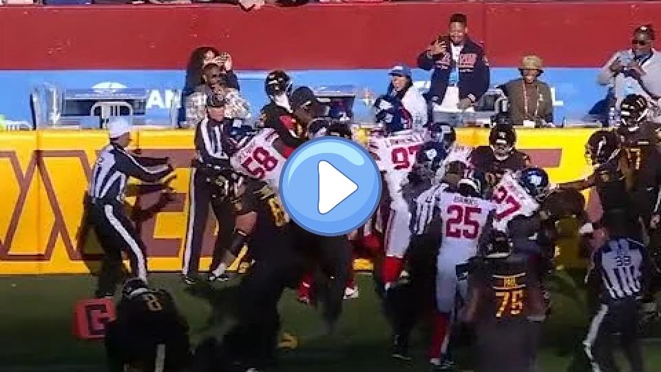 Play video: Commanders and Giants Brawl After Sam Howell Touchdown (Multiple Ejections) 😳 Video thumb: Commanders and Giants Brawl After Sam Howell Touchdown (Multiple Ejections) 😳