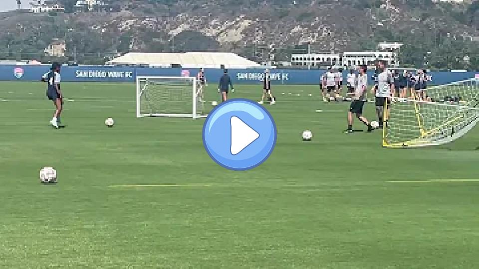 Play video: Naomi Girma works one-on-one in her first week back from the World Cup. Video thumb: Naomi Girma works one-on-one in her first week back from the World Cup.