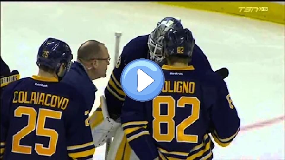 Play video: Robin Lehner's Injury vs. Ottawa (10/8/15) Video thumb: Robin Lehner's Injury vs. Ottawa (10/8/15)