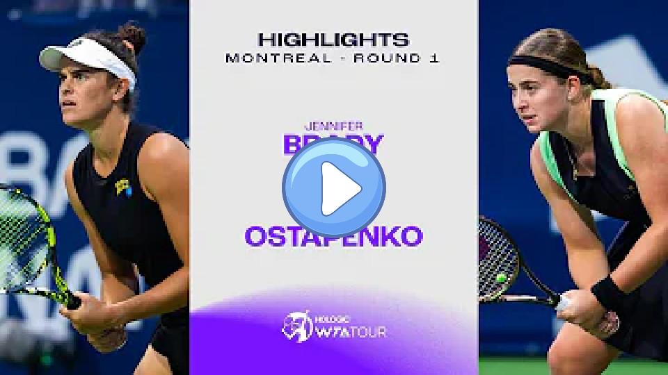 Play video: Jennifer Brady vs. Jelena Ostapenko | 2023 Montreal Round 1 | WTA Match Highlights Video thumb: Jennifer Brady vs. Jelena Ostapenko | 2023 Montreal Round 1 | WTA Match Highlights