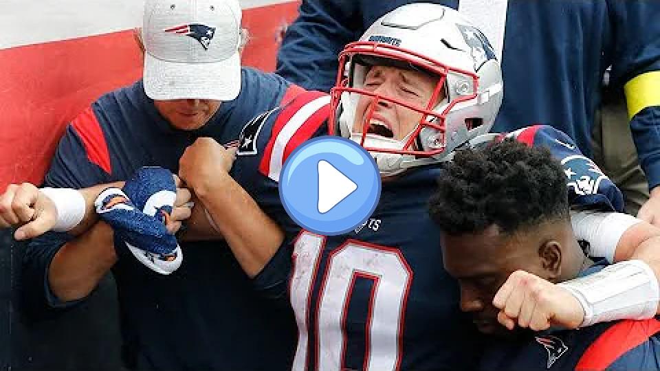 Play video: Patriots QB Jones leaves with leg injury after third interception. Video thumb: Patriots QB Jones leaves with leg injury after third interception.