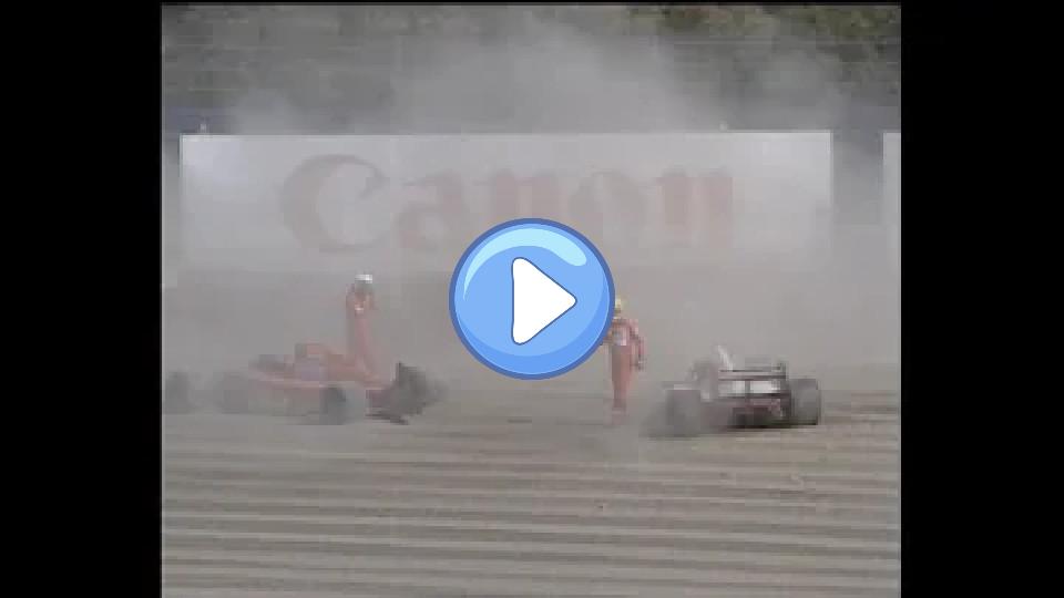 Play video: In 1990, during the Japanese Grand Prix at Suzuka, Ayrton Senna and Alain Prost collided at the first corner, marking a pivotal moment in their intense rivalry. Video thumb: In 1990, during the Japanese Grand Prix at Suzuka, Ayrton Senna and Alain Prost collided at the first corner, marking a pivotal moment in their intense rivalry.