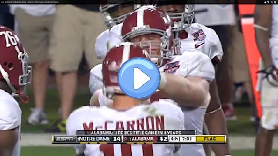Play video: AJ McCarron & Barrett Jones - Shove, Then Hug in BCS Title Game Video thumb: AJ McCarron & Barrett Jones - Shove, Then Hug in BCS Title Game