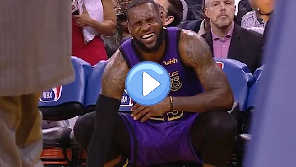Play video: LeBron James' Groin Injury - Lakers vs. Warriors | Dec 25, 2018 | 2018-19 NBA Season Video thumb: LeBron James' Groin Injury - Lakers vs. Warriors | Dec 25, 2018 | 2018-19 NBA Season