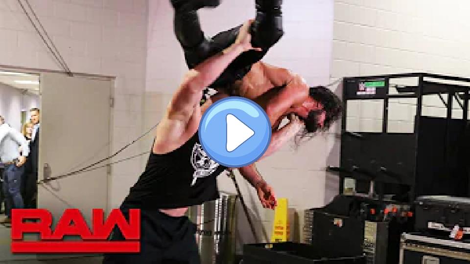 Play video: Brock Lesnar pummels an injured Seth Rollins: Raw, July 29, 2019. Video thumb: Brock Lesnar pummels an injured Seth Rollins: Raw, July 29, 2019.