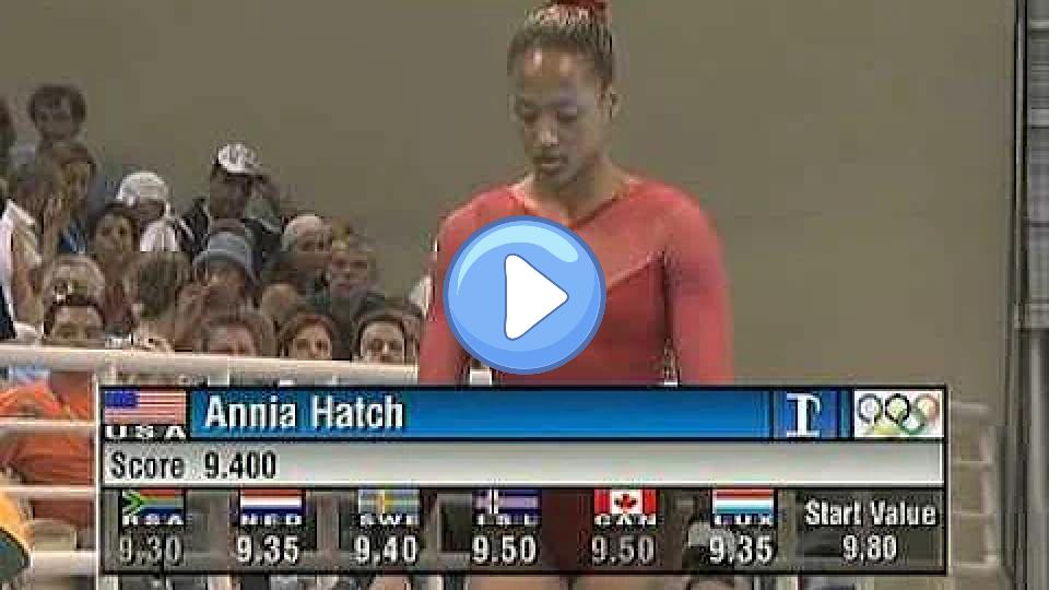 Play video: Annia Hatch, 2004 Olympics, Vault Event Final (USA) Video thumb: Annia Hatch, 2004 Olympics, Vault Event Final (USA)
