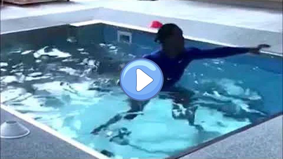 Play video: Chelsea striker Michy Batshuayi works on his ankle injury in a rehab pool at Stamford Bridge. Video thumb: Chelsea striker Michy Batshuayi works on his ankle injury in a rehab pool at Stamford Bridge.