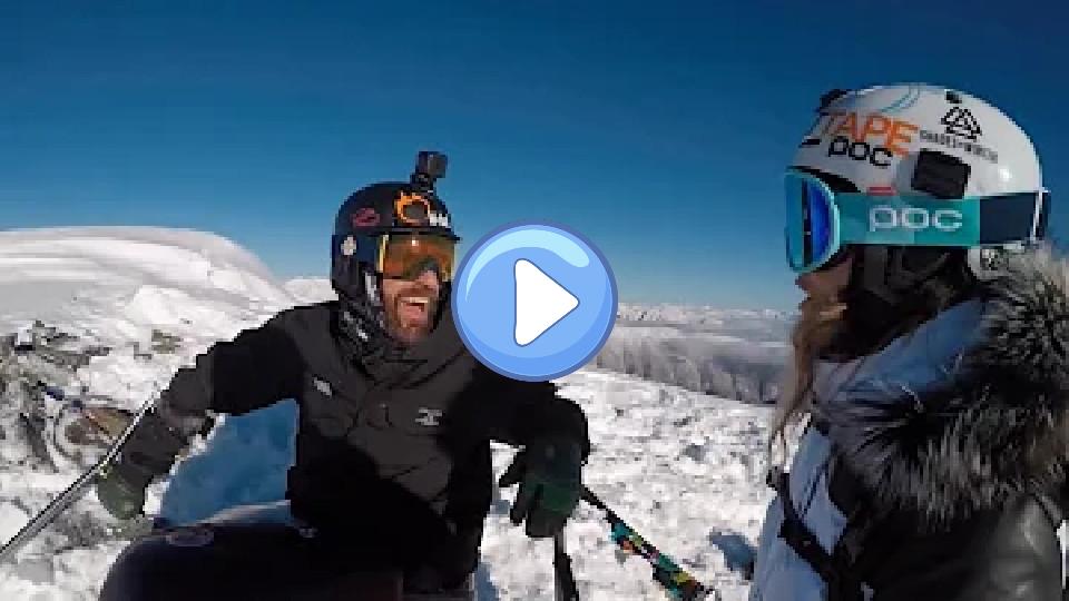 Play video: Julia Mancuso and Grant Korgan spread the stoke and shred powder, captured on GoPro Hero5 and Hero5 Session. Video thumb: Julia Mancuso and Grant Korgan spread the stoke and shred powder, captured on GoPro Hero5 and Hero5 Session.