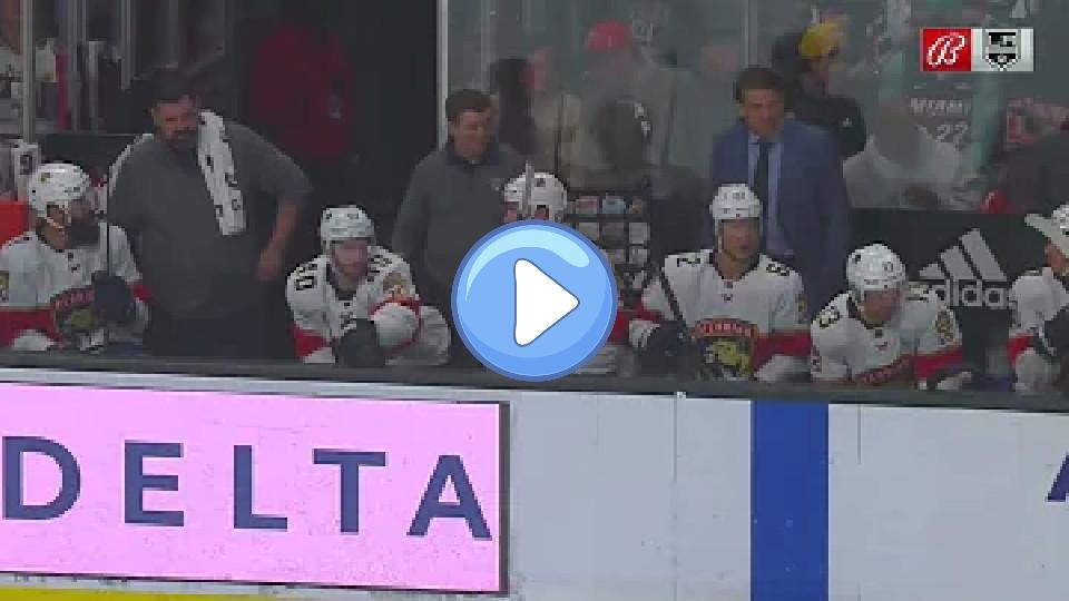 Play video: Sergei Bobrovsky gets struck in the face by the puck. Video thumb: Sergei Bobrovsky gets struck in the face by the puck.