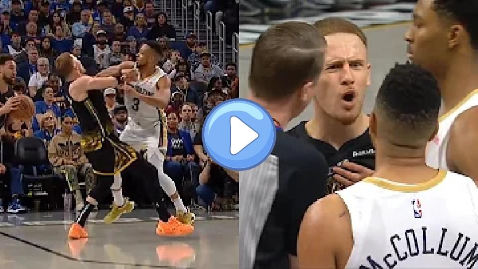 Play video: Donte DiVincenzo has something to say to CJ McCollum after a hard flagrant 1 foul. Video thumb: Donte DiVincenzo has something to say to CJ McCollum after a hard flagrant 1 foul.