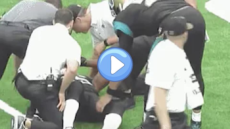 Play video: Blake Bortles slaps Allen Robinson's injured knee. 🙄 Video thumb: Blake Bortles slaps Allen Robinson's injured knee. 🙄