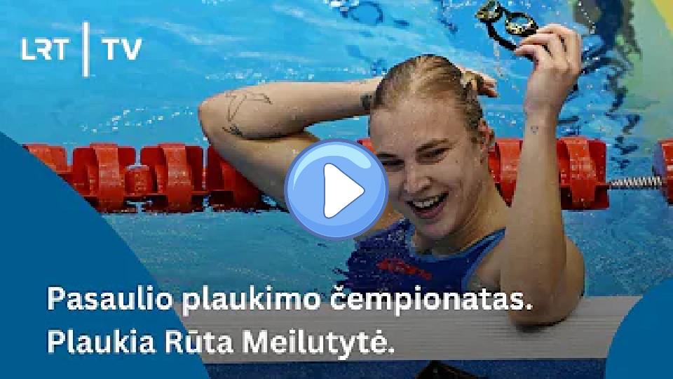 Play video: Rūta Meilutytė competes in the 50m breaststroke final at the World Swimming Championships on July 30, 2023. Video thumb: Rūta Meilutytė competes in the 50m breaststroke final at the World Swimming Championships on July 30, 2023.