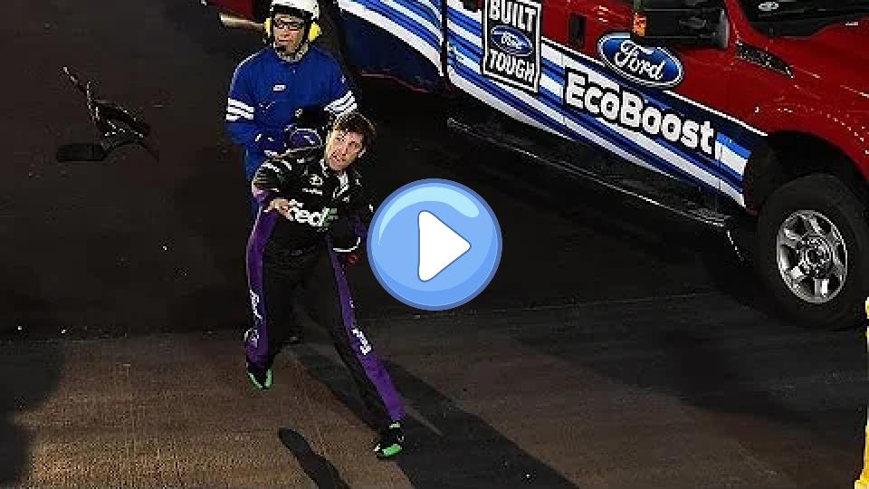 Play video: Hamlin wrecked while leading, taking Junior with him. Video thumb: Hamlin wrecked while leading, taking Junior with him.