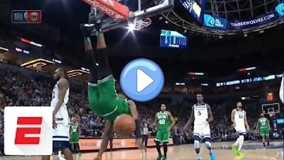 Play video: Jaylen Brown suffers a scary fall in the third quarter of Celtics vs. Wolves | ESPN Video thumb: Jaylen Brown suffers a scary fall in the third quarter of Celtics vs. Wolves | ESPN
