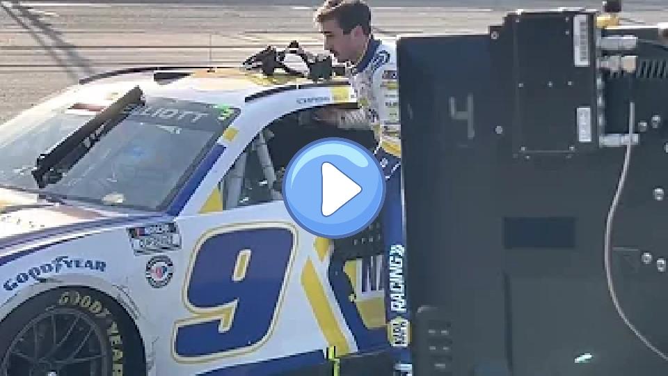 Play video: Chase Elliott Climbs Out of Car After First Race Back From Injury Video thumb: Chase Elliott Climbs Out of Car After First Race Back From Injury