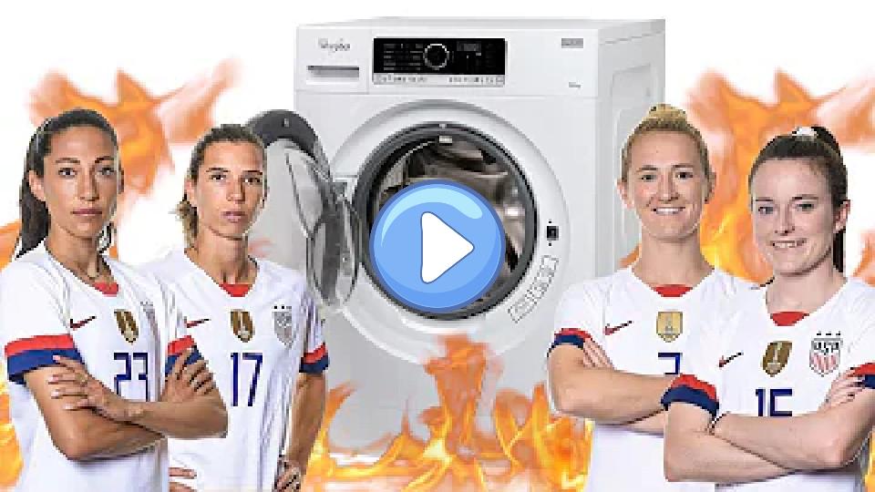 Play video: USWNT struggles with washing machines for 58 seconds. Video thumb: USWNT struggles with washing machines for 58 seconds.