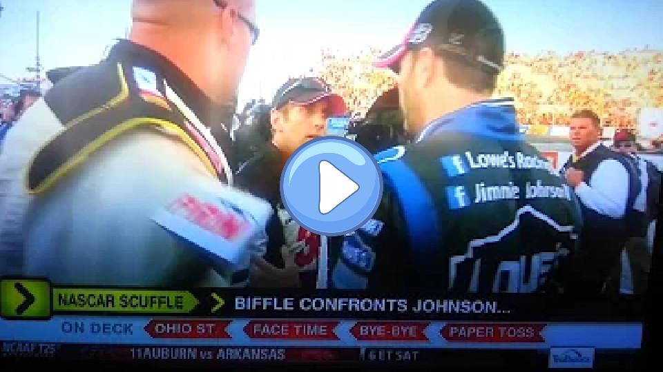 Play video: Greg Biffle Confronts and Yells at Jimmie Johnson Video thumb: Greg Biffle Confronts and Yells at Jimmie Johnson