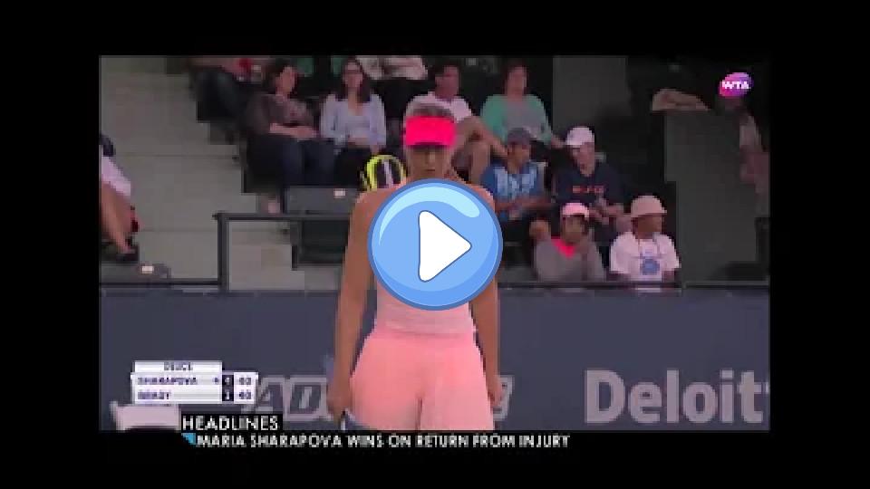 Play video: Maria Sharapova Triumphs Over Jennifer Brady in Comeback from Injury Video thumb: Maria Sharapova Triumphs Over Jennifer Brady in Comeback from Injury