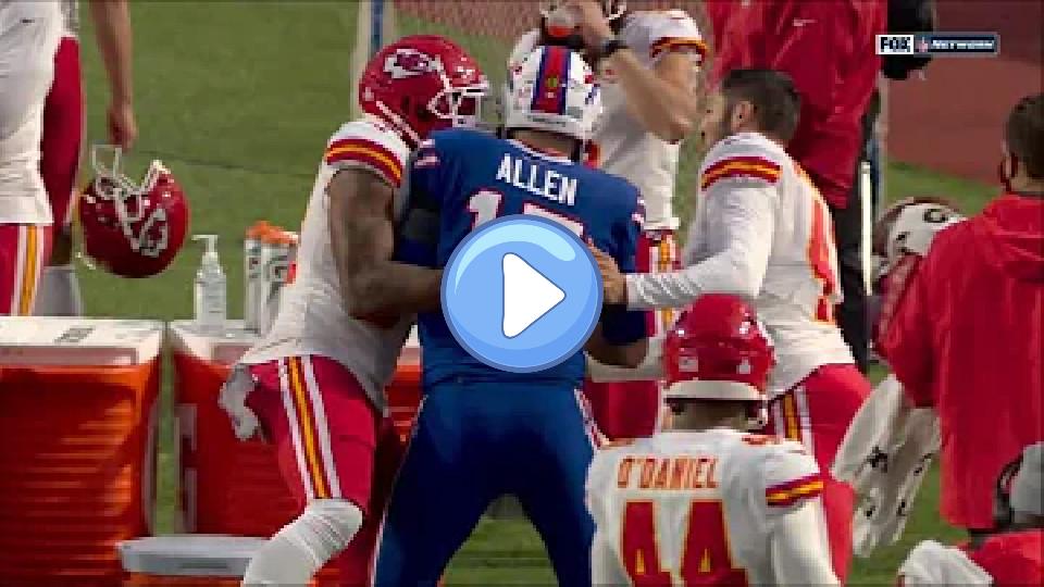 Play video: Chiefs Save Josh Allen from Dangerous Collision Video thumb: Chiefs Save Josh Allen from Dangerous Collision