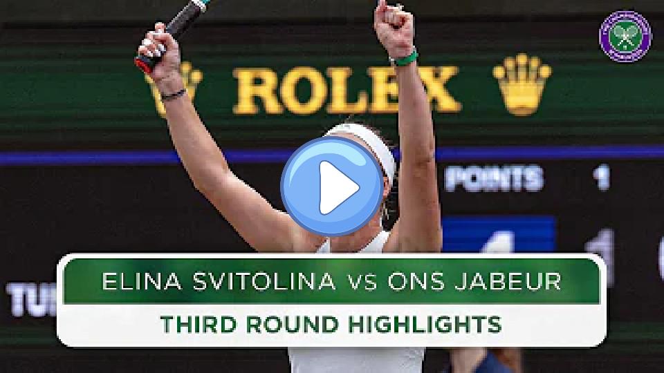 Play video: Svitolina Stuns Two-Time Finalist | Elina Svitolina vs Ons Jabeur | Highlights | Wimbledon 2024 Video thumb: Svitolina Stuns Two-Time Finalist | Elina Svitolina vs Ons Jabeur | Highlights | Wimbledon 2024