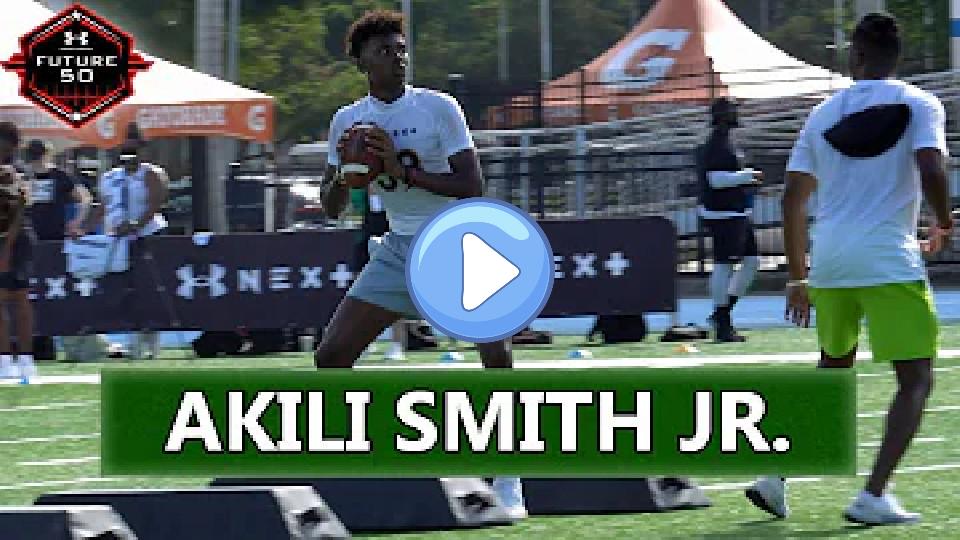 Play video: San Diego Lincoln (CA) 2025 QB Akili Smith Jr. at UA Next Future 50 | Son of former NFL QB Akili Smith Video thumb: San Diego Lincoln (CA) 2025 QB Akili Smith Jr. at UA Next Future 50 | Son of former NFL QB Akili Smith