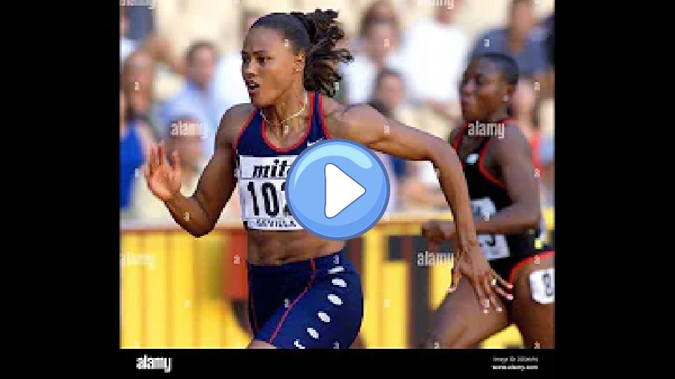 Play video: Marion Jones 100m 10.76 QF4 Sevilla IAAF World Championships, La Cartuja, Sevilla. Video thumb: Marion Jones 100m 10.76 QF4 Sevilla IAAF World Championships, La Cartuja, Sevilla.