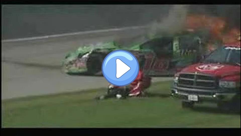 Play video: In 2003, Bobby Labonte crashed at Chicagoland Speedway, with his car catching fire. Video thumb: In 2003, Bobby Labonte crashed at Chicagoland Speedway, with his car catching fire.