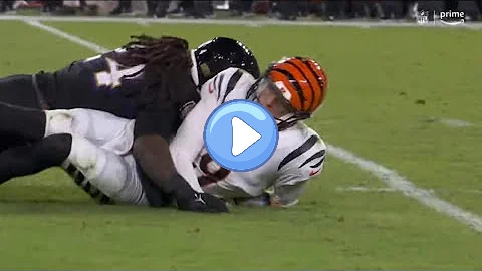 Video thumb: Replay of Joe Burrow's Wrist Injury (Out for Season) - Bengals vs. Ravens - Week 11
