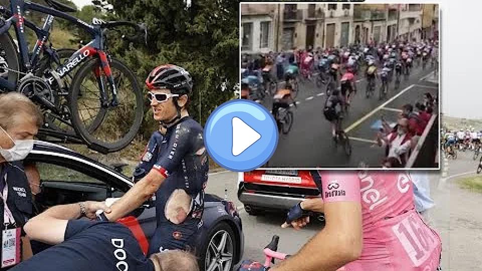 Play video: Cyclist Falls Because of a Bottle (Geraint Thomas) Video thumb: Cyclist Falls Because of a Bottle (Geraint Thomas)