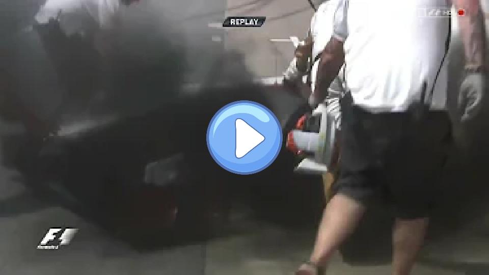 Play video: Pedro de la Rosa brakes in black smoke during the Canadian GP 2012. Video thumb: Pedro de la Rosa brakes in black smoke during the Canadian GP 2012.