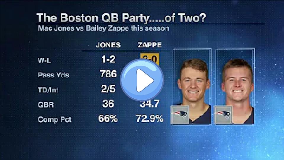 Play video: Is Bailey Zappe giving Mac Jones extra time to recover from his injury? | KJM Video thumb: Is Bailey Zappe giving Mac Jones extra time to recover from his injury? | KJM