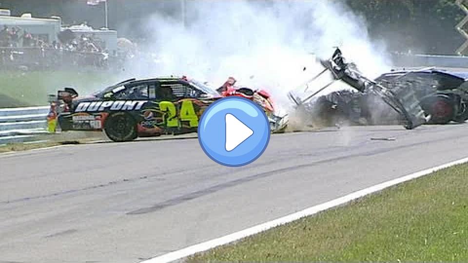 Play video: J. Gordon, Burton, and Hornish involved in major Watkins Glen crash Video thumb: J. Gordon, Burton, and Hornish involved in major Watkins Glen crash
