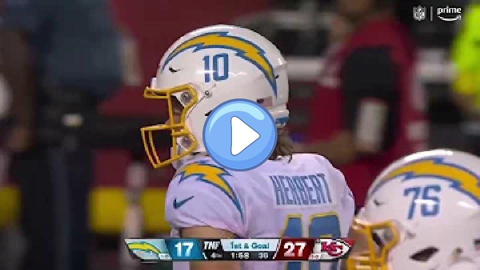 Play video: Justin Herbert is playing injured and still throwing dimes. Video thumb: Justin Herbert is playing injured and still throwing dimes.