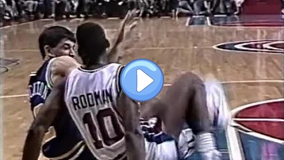 Play video: The First Dennis Rodman-John Stockton Incident (Rodman Ejected... Eventually) Video thumb: The First Dennis Rodman-John Stockton Incident (Rodman Ejected... Eventually)
