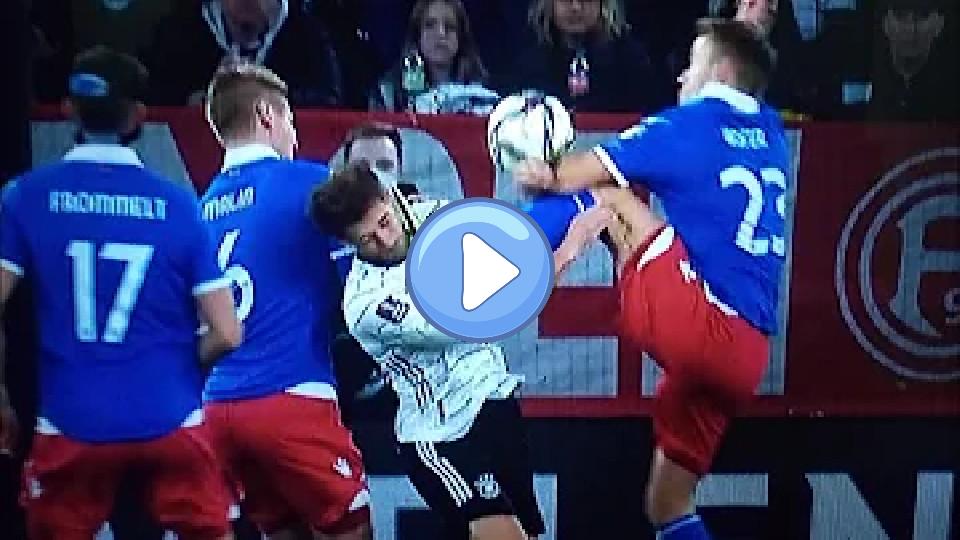 Play video: Goretzka's rough foul against Liechtenstein 😱 Video thumb: Goretzka's rough foul against Liechtenstein 😱
