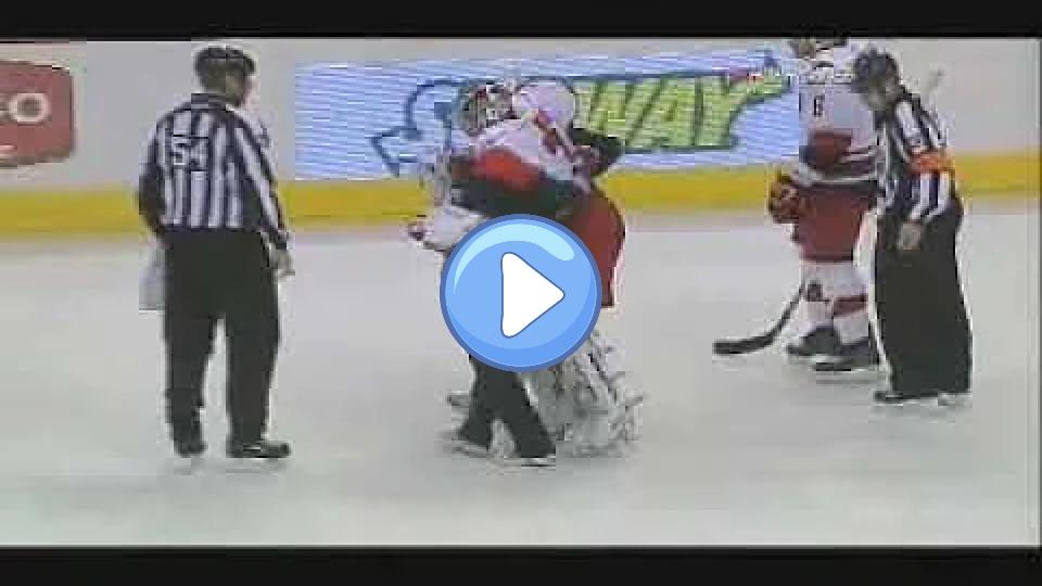 Play video: Cam Ward gets cut by Rick Nash's blade. Video thumb: Cam Ward gets cut by Rick Nash's blade.