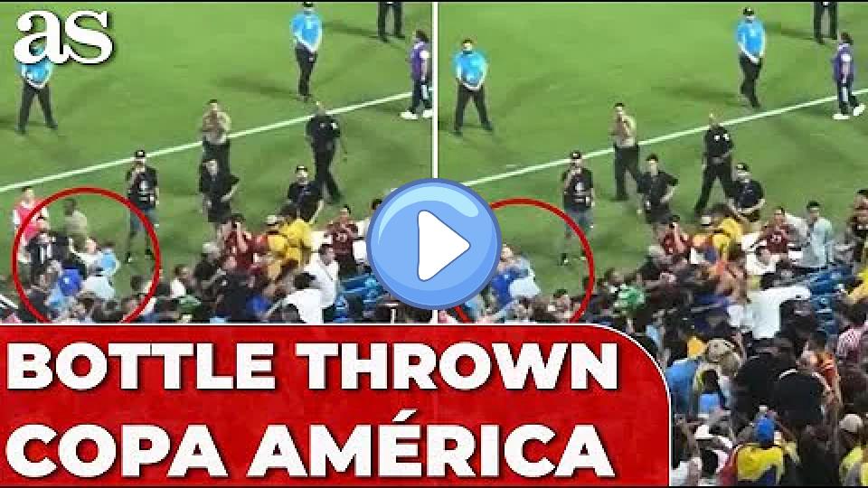 Play video: Bottle thrown at Valverde's partner and son amid stadium brawl, narrowly escaping injury Video thumb: Bottle thrown at Valverde's partner and son amid stadium brawl, narrowly escaping injury
